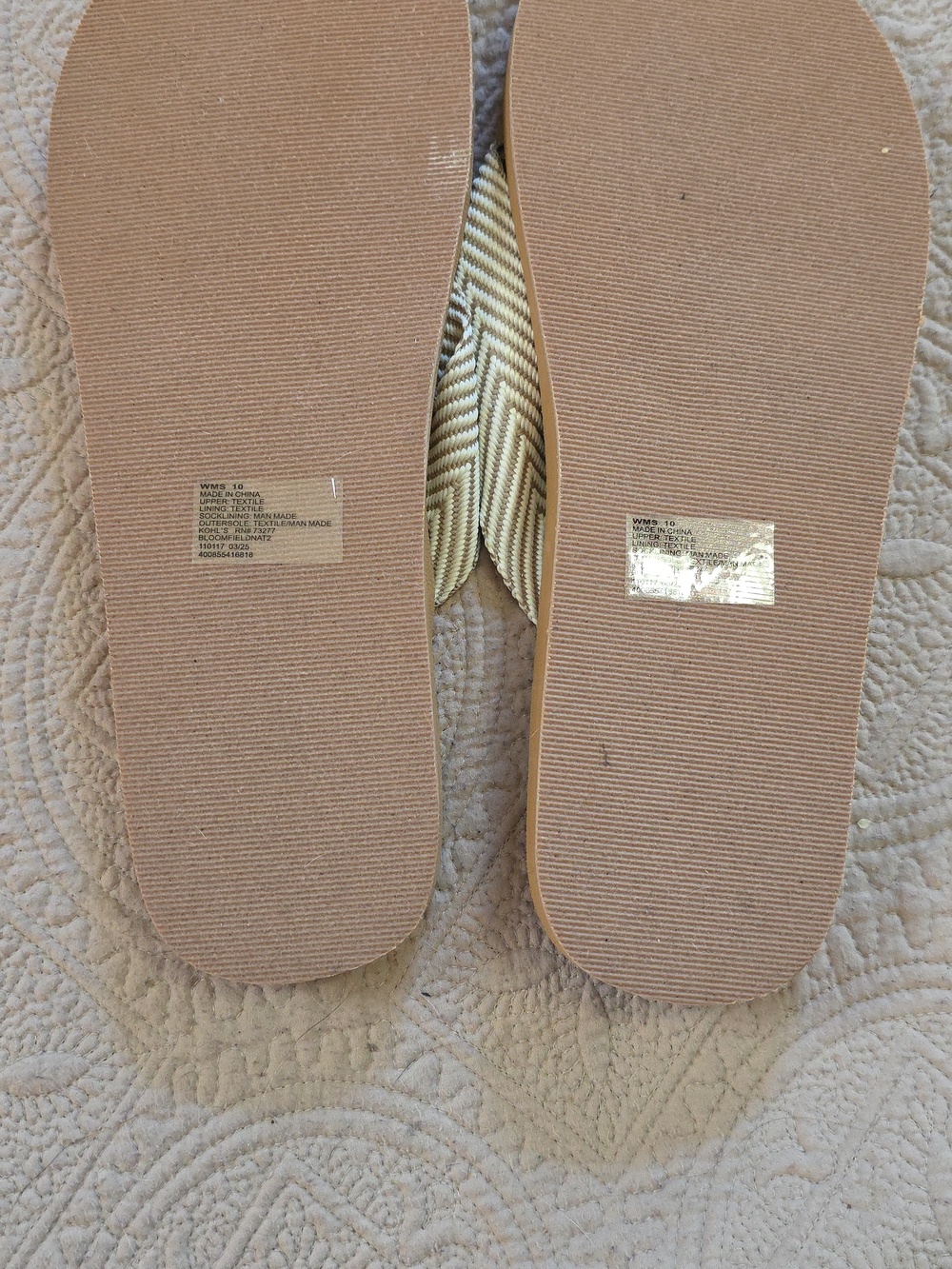 SO Chevron Strap Flip Flops in Cream and Tan - Picture 5 of 5